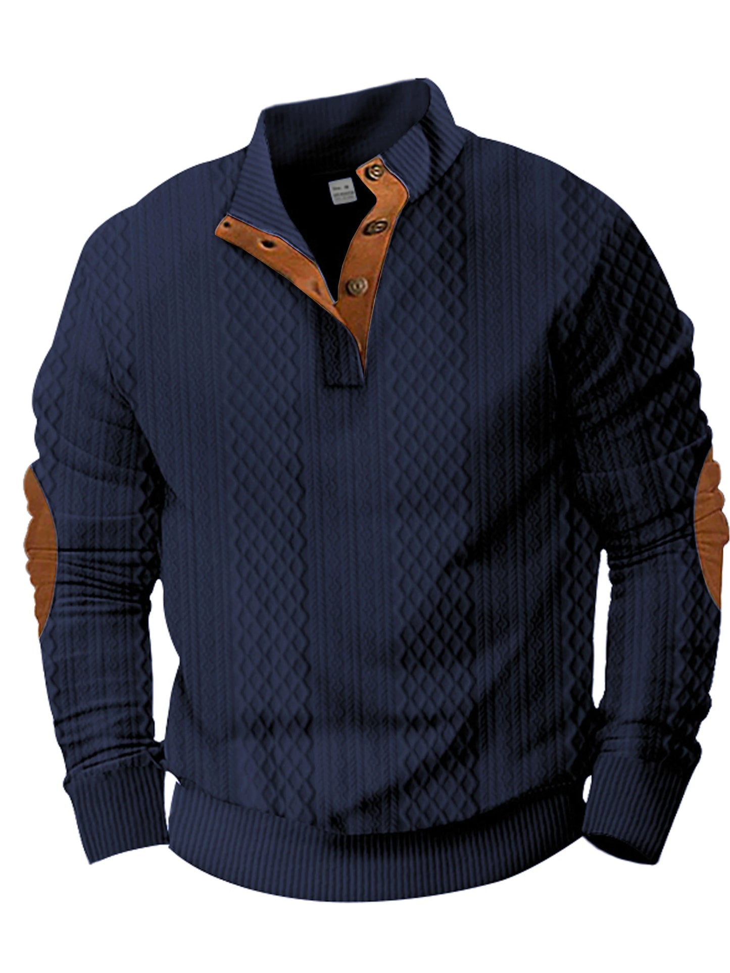 2024 cross-border bestselling euro code men's casual standing collar long-sleeved Jacquard knitted button-down sweater