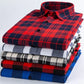 Spring and Autumn Fashion Cotton Long Sleeve Men's Shirt New Brushed Red Plaid Business Leisure Fit Flannel No iron