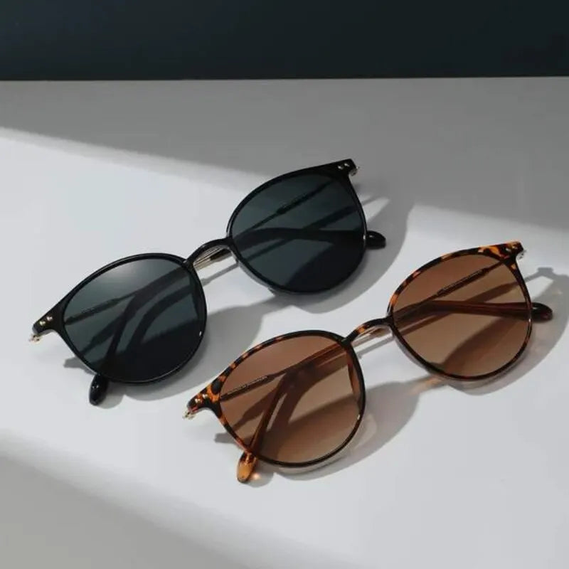 2 Pairs Men Vintage Narrow Cateye Sunglasses Set