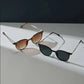 2 Pairs Men Vintage Narrow Cateye Sunglasses Set