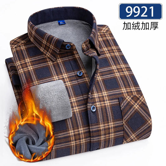 New men's shirt autumn and winter plus fleece thickened warm long sleeve